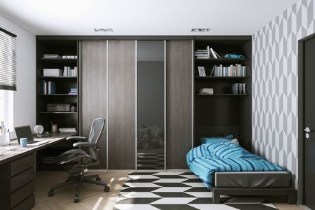 Wardrobes with sliding doors and loft furniture