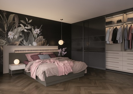 Wardrobes with sliding doors and loft furniture